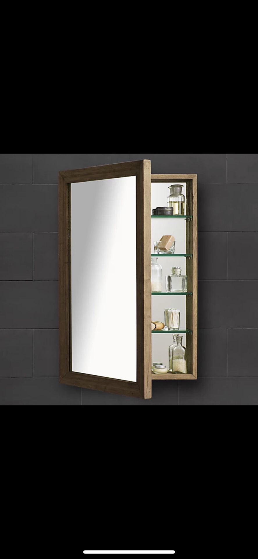 Restoration Hardware WEATHERED OAK INSET MEDICINE CABINET - retails $580