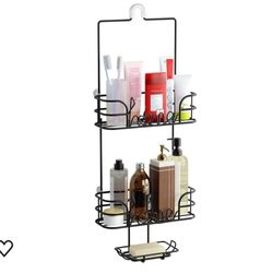 
SRIWATANA Shower Caddy Organizer Hanging Over Head, Bathroom Shower Rack Hanger No-Rust with Soap Dish - Black