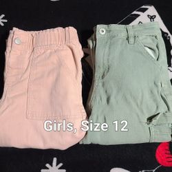 Vanilla Star Girls Cargo Pants Size 12, Pink And Green Pairs