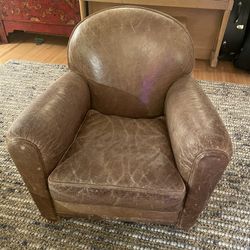 Small Leather Armchair and footrest