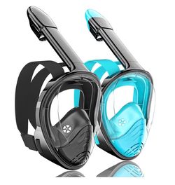 QingSong Full Face Snorkel Mask for Adults, Snorkeling Gear with Camera Mount, 180 Degree Panoramic View Snorkel Set Anti-Fog Anti-Leak