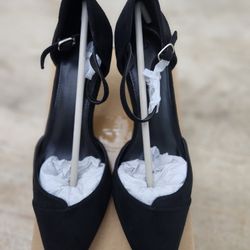 Ownmeen Women's Pointed Toe Pumps Ankle Strap Buckl3 Closure Doorway Heel Dress Shoes