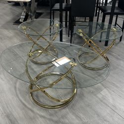 Brand New Glass Coffee Table And End Table 3 Pk Set 