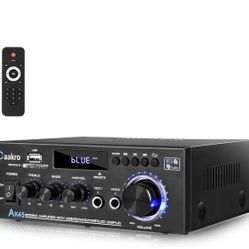 Stereo Audio Amplifier,300W Home 2 Channel Wireless Bluetooth 5.0 Power Amplifier System, Home Amplifiers FM Radio, USB, SD Card, with Remote Control 