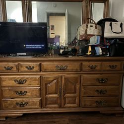 Solid Wood Dresser And Mirror
