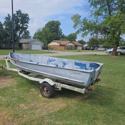 14ft Semi V Jon Boat With Trailer 