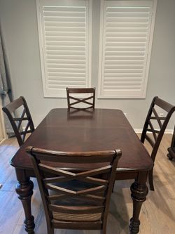 Wood Dining Table & chairs with Buffet