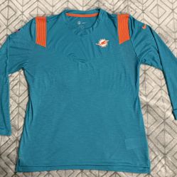 Men’s XL Nike NFL DriFit Miami Dolphins Long Sleeve Shirt Teal Orange EUC 23x30