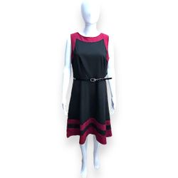 Alyx Red & Black Color Block Dress Belted Red Trim Back Zip Size 12 New NWT