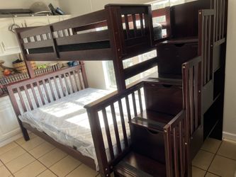 🔥 Solid Wood Twin Over Full Bunk Bed w/ Storage – $450 Great Price High Quality! Delivery Available