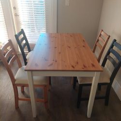 Wood Table With 4 Chairs 
