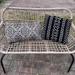Outdoor Wicker Bench with Cushions