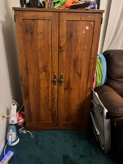 Wood Armoire Cabinet/Desk with Double Doors