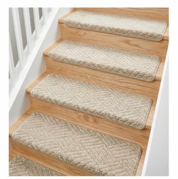 MBIGM Bullnose Non-Slip Stair Treads w/Reusable Adhesive 14 Pack 9.5" x 30" Wooden Steps Protection - TPU Backing with Steel Reinforcement - Anti-Slip