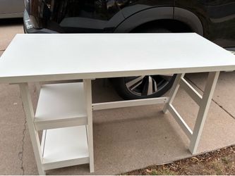 White Desk with Built-In Shelves – Great for Home Office or Study