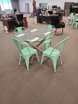 Dining SET with MINT METAL chairs
