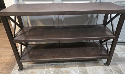 Dark Wood and Metal 3-Tier Console Table