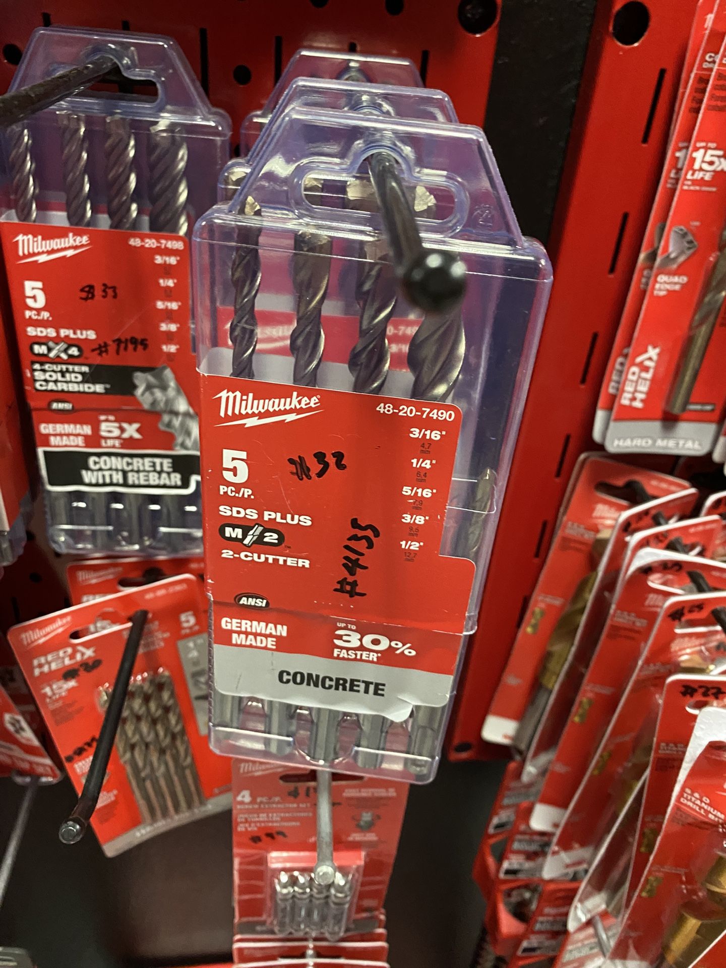 Milwaukee 2-Cutter SDS-PLUS Carbide Hammer Drill Bit Set (5-Piece