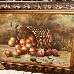 Beautiful Oil On Canvas Fruit Still Life Painting.