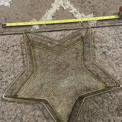 Vintage Gold Colored Mesh Wire Star Basket