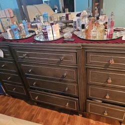Stone Grey Dresser Vanity With Mirror 