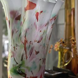 Beautiful vintage 1970’s Jozafina vintage large blown glass Poland vase 💐🌷