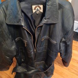 Size Large Leather Jacket 3/4 Length