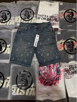 purple brand shorts with rhinestones