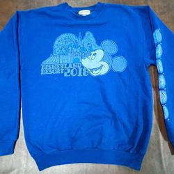 Mickey Mouse Disney Parks Mens Fleece Sweatshirt Blue Comfort Blend Ecosmart S