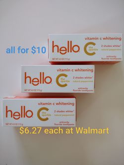 hello Vitamin C Whitening Toothpaste with Fluoride, Natural Peppermint, 4.0 Oz Tube
