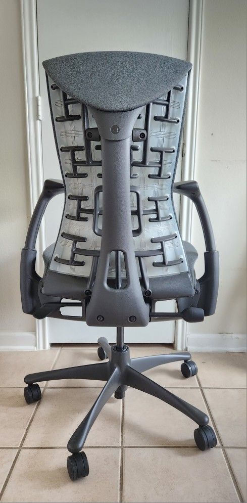 BRAND NEW HERMAN MILLER EMBODY FEATHER GREY SYNC FABRIC FULLY ADJUSTABLE, OFFICE CHAIRS