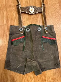Kids Leather Lederhosen with Suspenders