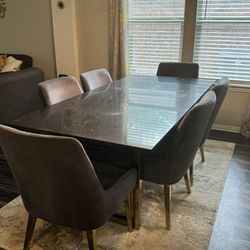 Real Marble Granite Dining Table And Chairs