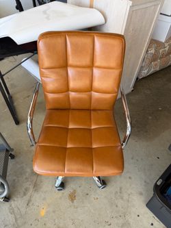 Brown Faux-Leather Office Chair