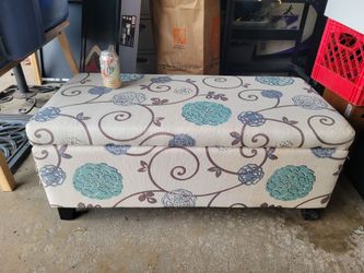 Teal, Gray, and Taupe Ottoman w/Storage