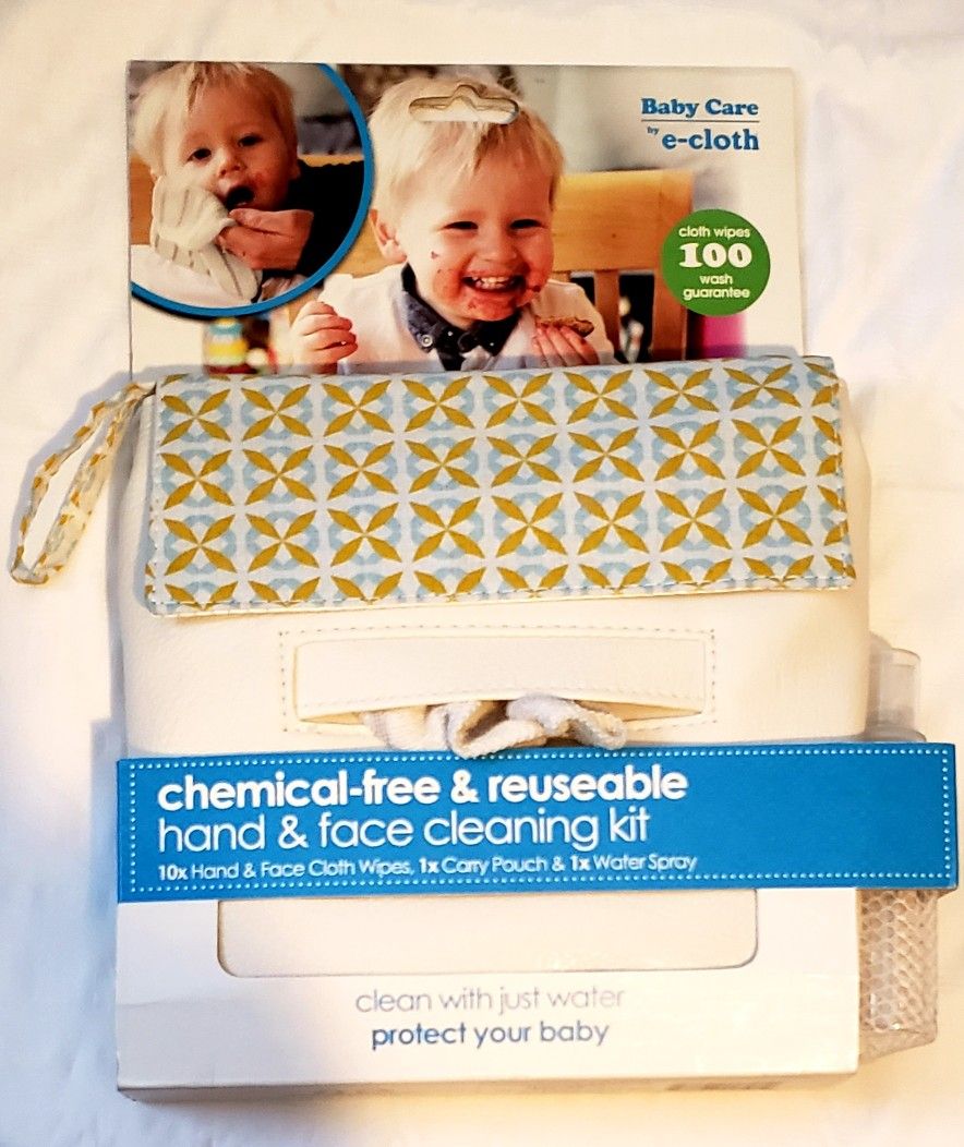 e-cloth Baby Cleaning Kit Chemical-free Reusable Hand & Face 10 Cloths & Bag And Spray Water Bottle Child & Infant Baby New $45 Retail
