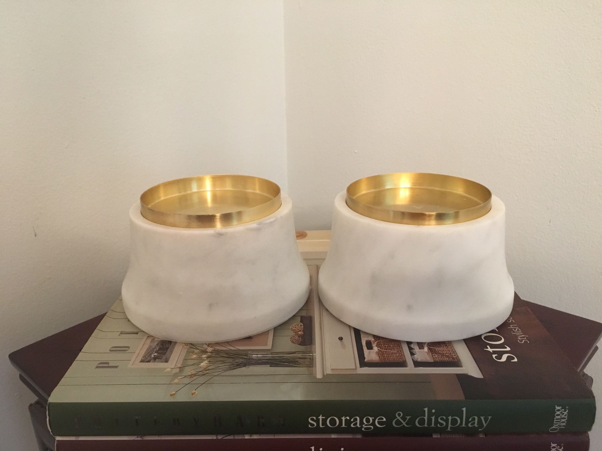 Set of Heavy Genuine Marble Candle Holders