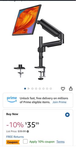 ErGear EGSS6 Single Monitor Mount, Monitor Arm Desk Mount for 13-32 Inch Computer Monitor Holds 19.8 lbs, Gas Monitor Stand for Desk with Swivel/Tilt/