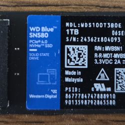 1TB Western Digital Blue SN580 NVME