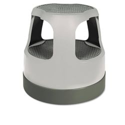 Cramer 50011PK-82 300 lbs. Capacity 2-Step 15 in. Round Scooter Stool with Step and Lock Wheels - Gray