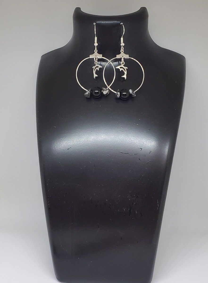 Dolphin Hoop, Pierced Earrings