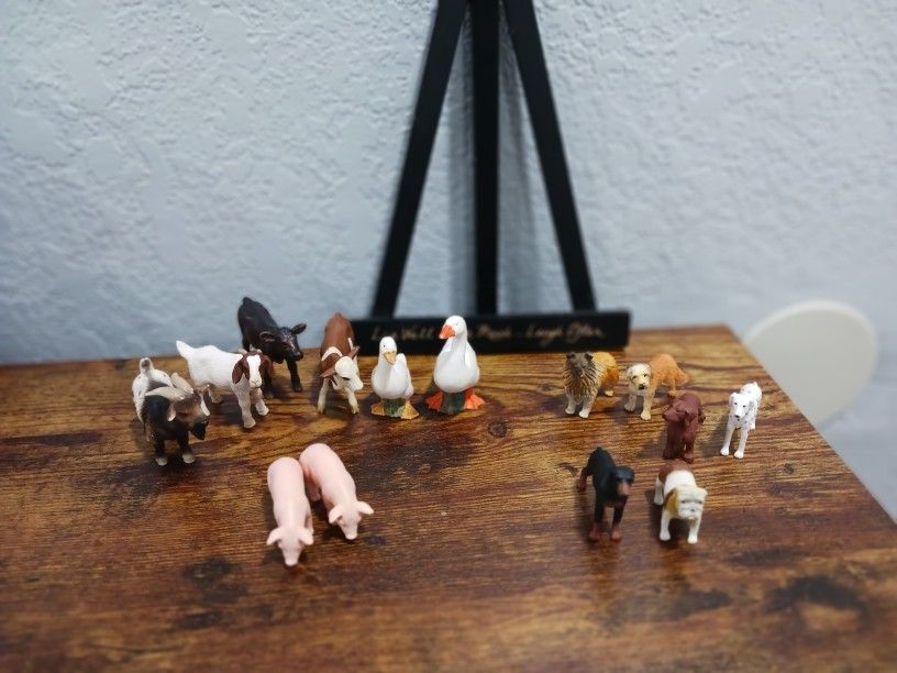 Lot of 14: Safari Ltd Dogs & Schleich Farm Animal Collection ■1990s ■Retro