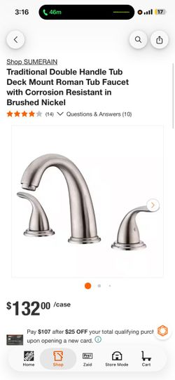 Sumerain Double Handle Roman Tub Faucet Brushed Nickel