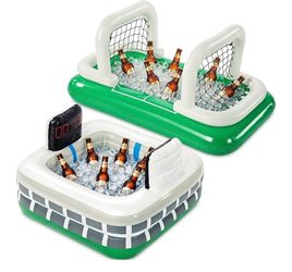 2 Pcs Inflatable Soccer Beverage Cooler Floating Set Soccer Stadium Bowl & Field Cooler with Goal Nets Floating Ice Drink Holders for 2026 Sports Part