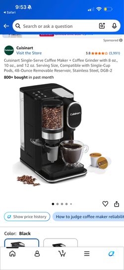 Cuisinart Grind & Brew Single-Serve Coffeemaker- water tank small piece is broken