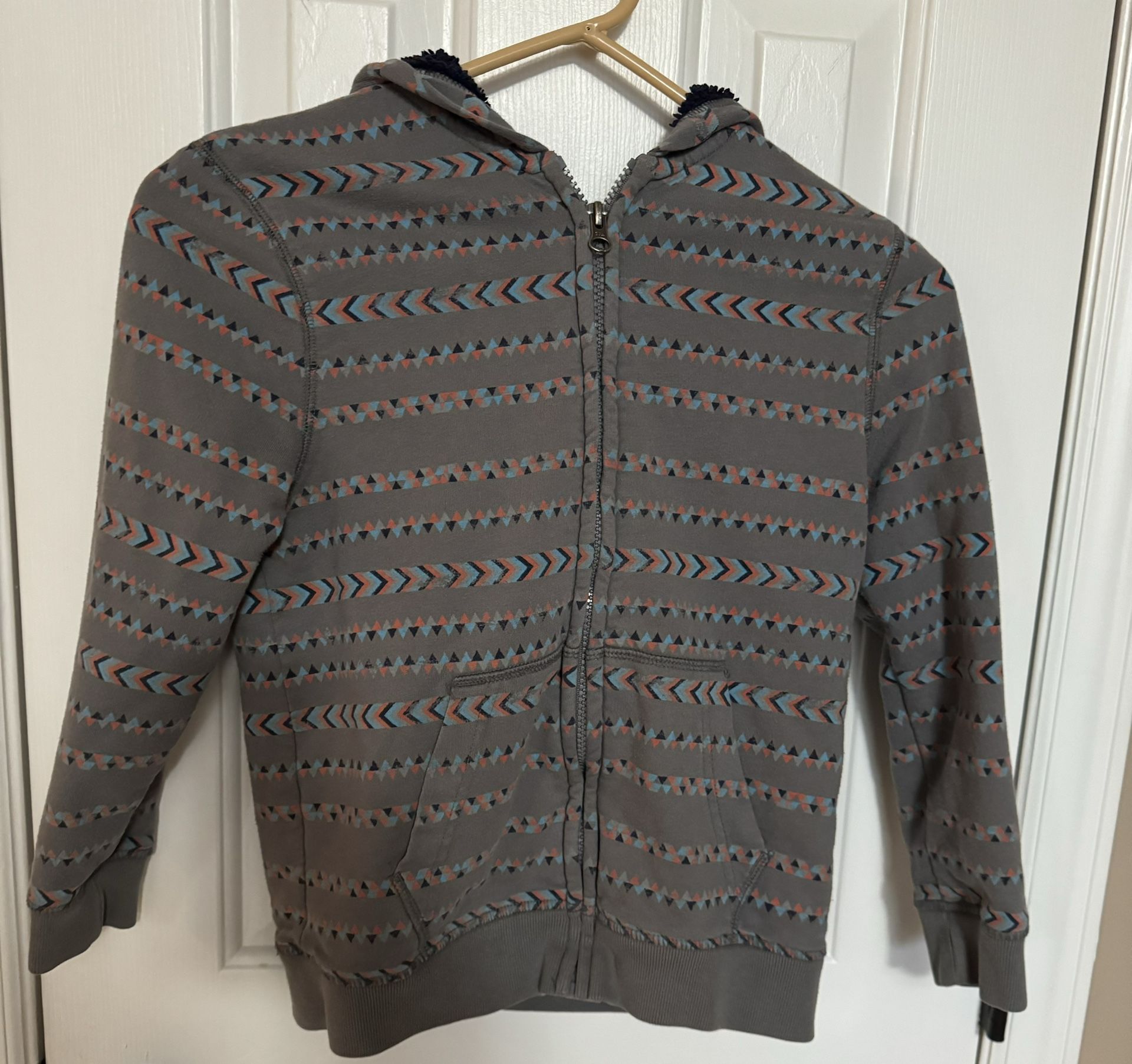 Sz 6/7 Cat & Jack Dark Gray lined hooded jacket. Unisex. See Below.