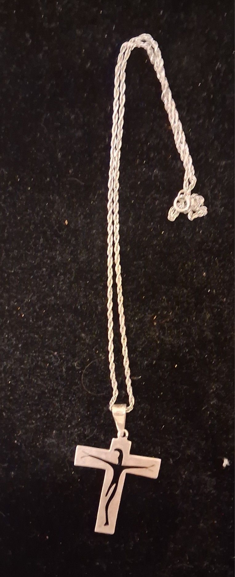 CRZY BRD designer Sterling Silver Cross And 18" Chain Vintage