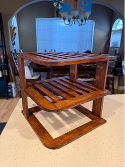 Vintage Wooden 3-Tier Slatted Display Shelf / Countertop Organizer
