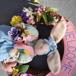 Bunny Wreath With Flowers