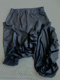 Fashion Nova Black Faux Leather Cargo Pants